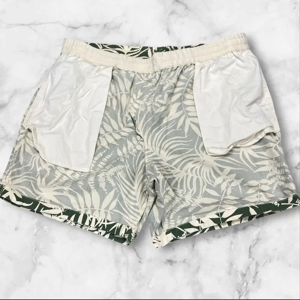 J Crew Mens Dock Beach Cotton Shorts Size X-Large‎ Green White